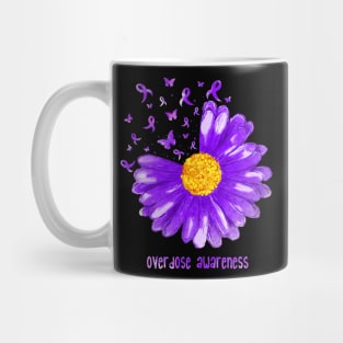 Daisy Butterfly Purple Ribbon Overdose Awareness Mug